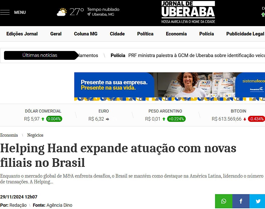 Helping Hand expande atuao com novas filiais no Brasil